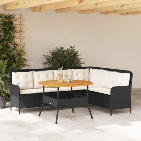 Set de sofás de jardín 2 piezas y cojines ratán sintético negro en Conjuntos de jardín | Comprar online en Foru.es