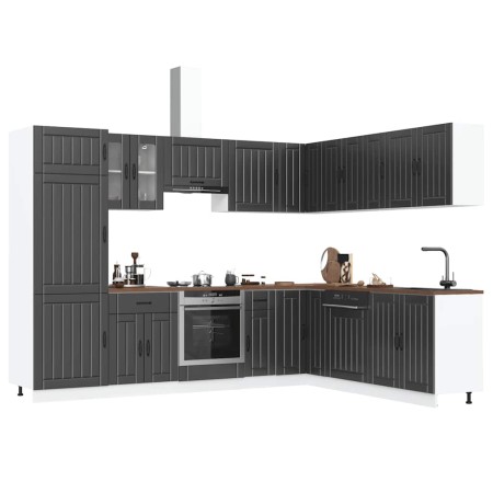 Mueble de cocina Lucca negra 14 piezas madera contrachapada de , Armarios de cocina - Ref: Foro24-3314982, Precio: 1,00 €, De...