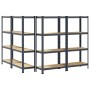 Estante almacenaje 4 niveles 4 uds acero y madera contrachapada de , Estanterías industriales - Ref: Foro24-3307583, Precio: ...