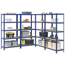 Estanterías de 5 baldas 4 uds madera contrachapada y acero azul de , Estanterías industriales - Ref: Foro24-3307607, Precio: ...
