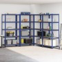 Estanterías de 5 baldas 4 uds madera contrachapada y acero azul de , Estanterías industriales - Ref: Foro24-3307607, Precio: ...