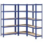 Juego de 3 estantes de 5 niveles acero azul y madera industrial de , Estanterías industriales - Ref: Foro24-3307626, Precio: ...