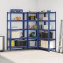 Juego de 3 estantes de 5 niveles acero azul y madera industrial de , Estanterías industriales - Ref: Foro24-3307626, Precio: ...
