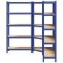 Juego de 3 estantes de 5 niveles acero azul y madera industrial de , Estanterías industriales - Ref: Foro24-3307626, Precio: ...