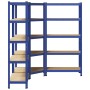 Juego de 3 estantes de 5 niveles acero azul y madera industrial de , Estanterías industriales - Ref: Foro24-3307626, Precio: ...