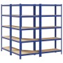Juego de 3 estantes de 5 niveles acero azul y madera industrial de , Estanterías industriales - Ref: Foro24-3307626, Precio: ...