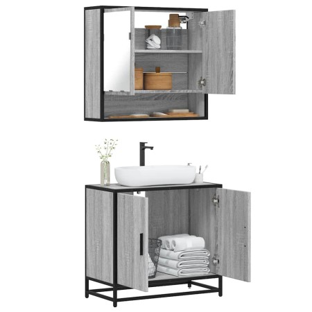 Set de muebles de baño 2 pzas madera contrachapada gris sonoma de , Muebles de baño - Ref: Foro24-3300918, Precio: 140,18 €, ...