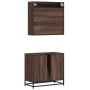 Set de muebles baño 2 pzas madera contrachapada marrón roble de , Muebles de baño - Ref: Foro24-3300889, Precio: 125,08 €, De...