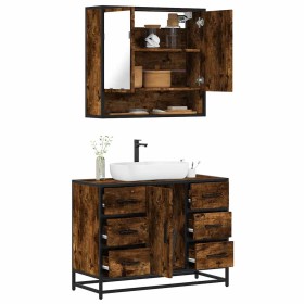 Set de muebles baño 2 pzas madera contrachapada roble ahumado de , Muebles de baño - Ref: Foro24-3300932, Precio: 199,31 €, D...