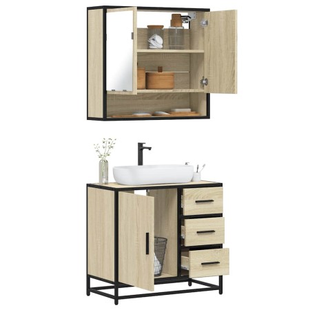 Set de muebles de baño 2 pzas madera contrachapada roble Sonoma de , Muebles de baño - Ref: Foro24-3300926, Precio: 166,58 €,...