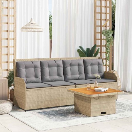 Set muebles de jardín 3 piezas y cojines ratán sintético beige en Conjuntos de jardín | Comprar online en Foru.es