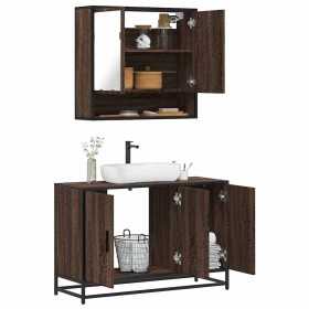 Set de muebles baño 2 pzas madera contrachapada marrón roble de , Muebles de baño - Ref: Foro24-3300924, Precio: 160,05 €, De...