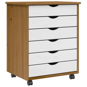 Cajonera con ruedas MOSS madera maciza pino marrón miel de , Taquillas y armarios de almacenamiento - Ref: Foro24-4015785, Pr...