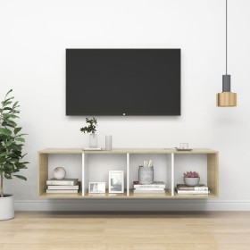 Mueble TV pared madera contrachapada blanco roble 37x37x142,5cm de vidaXL, Muebles TV - Ref: Foro24-805494, Precio: 66,32 €, ...