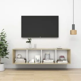 Mueble TV pared madera contrachapada blanco roble 37x37x142,5cm de vidaXL, Muebles TV - Ref: Foro24-805494, Precio: 65,44 €, ...