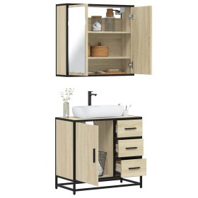 Set de muebles de baño 2 pzas madera contrachapada roble Sonoma de , Muebles de baño - Ref: Foro24-3300896, Precio: 170,43 €,...