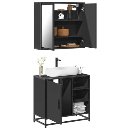 Juego de muebles de baño 2 pzas madera contrachapada negro de , Muebles de baño - Ref: Foro24-3300905, Precio: 155,62 €, Desc...