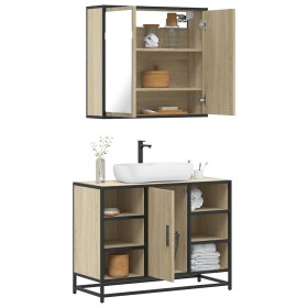 Set de muebles de baño 2 pzas madera contrachapada roble Sonoma de , Muebles de baño - Ref: Foro24-3300911, Precio: 155,42 €,...