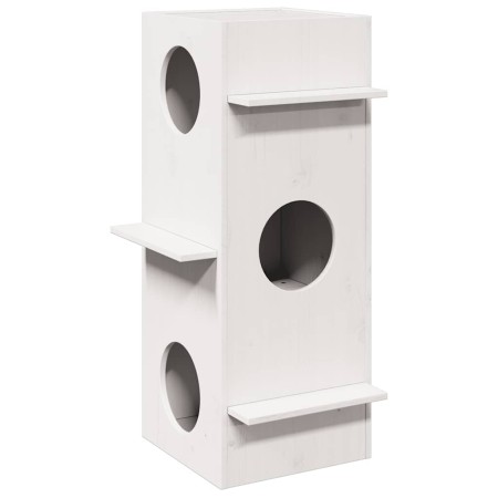 Casa para gatos madera maciza pino blanca 43x43x90 cm de , Mobiliario para gatos - Ref: Foro24-859299, Precio: 100,27 €, Desc...