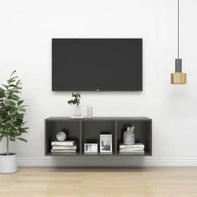 Mueble TV pared madera contrachapada gris brillo 37x37x107 cm de vidaXL, Muebles TV - Ref: Foro24-805488, Precio: 36,91 €, De...