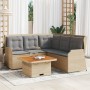 Set muebles de jardín 4 piezas y cojines ratán sintético beige en Conjuntos de jardín | Comprar online en Foru.es