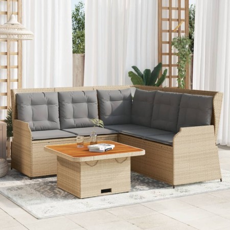 Set muebles de jardín 4 piezas y cojines ratán sintético beige en Conjuntos de jardín | Comprar online en Foru.es