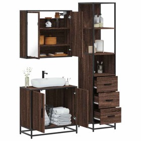 Set de muebles baño 3 pzas madera contrachapada roble marrón de , Muebles de baño - Ref: Foro24-3301129, Precio: 229,03 €, De...