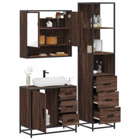 Set de muebles baño 3 pzas madera contrachapada roble marrón de , Muebles de baño - Ref: Foro24-3301169, Precio: 272,37 €, De...