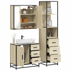 Set de muebles de baño 3 pzas madera contrachapada roble Sonoma de , Muebles de baño - Ref: Foro24-3301136, Precio: 276,93 €,...
