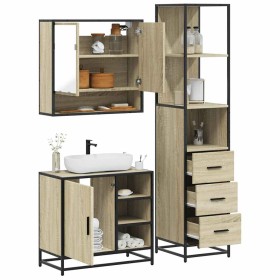 Set de muebles de baño 3 pzas madera contrachapada roble Sonoma de , Muebles de baño - Ref: Foro24-3301176, Precio: 258,01 €,...