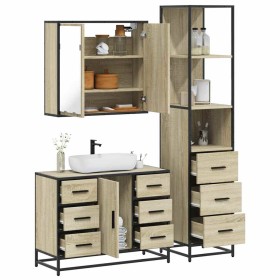 Set de muebles de baño 3 pzas madera contrachapada roble Sonoma de , Muebles de baño - Ref: Foro24-3301141, Precio: 305,97 €,...