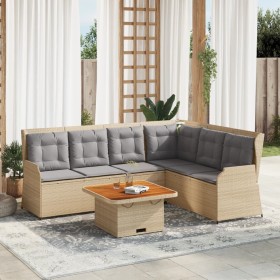 Set muebles de jardín 5 pzas con cojines ratán sintético beige en Conjuntos de jardín | Comprar online en Foru.es