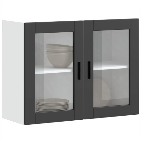Armario de pared para cocina con puerta de cristal Porto negro de , Armarios de cocina - Ref: Foro24-854088, Precio: 90,58 €,...