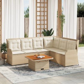 Set muebles de jardín 5 pzas con cojines ratán sintético beige en Conjuntos de jardín | Comprar online en Foru.es