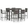 Muebles de bar de jardín 7 pzas ratán PE reposabrazos gris de vidaXL, Conjuntos de jardín - Ref: Foro24-3064815, Precio: 489,...