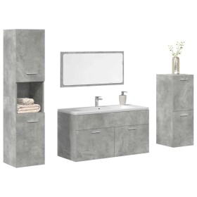 Juego muebles de baño 4 pzas madera contrachapada gris hormigón de , Muebles de baño - Ref: Foro24-3324866, Precio: 161,89 €,...
