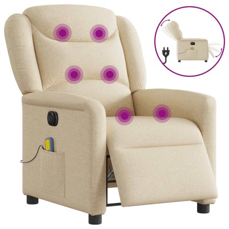 Sillón reclinable de masaje eléctrico tela color crema de , Sillones - Ref: Foro24-3303192, Precio: 269,06 €, Descuento: %