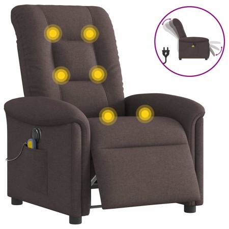 Sillón reclinable de masaje eléctrico tela marrón oscuro de , Sillones - Ref: Foro24-3303249, Precio: 261,32 €, Descuento: %