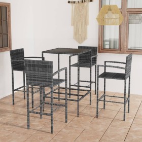 Mesa y taburetes altos jardín 5 piezas ratán sintético gris de vidaXL, Conjuntos de jardín - Ref: Foro24-3064841, Precio: 330...