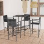 Mesa y taburetes altos jardín 5 piezas ratán sintético gris de vidaXL, Conjuntos de jardín - Ref: Foro24-3064841, Precio: 330...