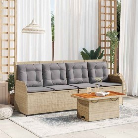 Set muebles de jardín 3 piezas y cojines ratán sintético beige en Conjuntos de jardín | Comprar online en Foru.es