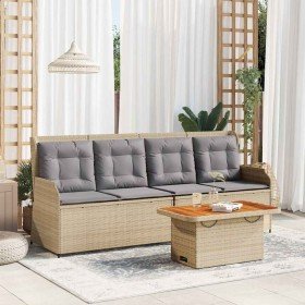 Set muebles de jardín 3 piezas y cojines ratán sintético beige en Conjuntos de jardín | Comprar online en Foru.es