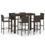 Muebles de bar de jardín 7 pzas ratán PE reposabrazos marrón de vidaXL, Conjuntos de jardín - Ref: Foro24-3064813, Precio: 47...