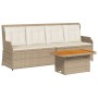 Set muebles de jardín 3 piezas y cojines ratán sintético beige en Conjuntos de jardín | Comprar online en Foru.es