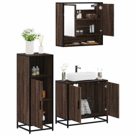 Set de muebles baño 3 pzas madera contrachapada roble marrón de , Muebles de baño - Ref: Foro24-3300979, Precio: 203,09 €, De...