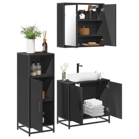 Juego de muebles de baño 3 pzas madera contrachapada negro de , Muebles de baño - Ref: Foro24-3300945, Precio: 221,08 €, Desc...