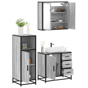 Set de muebles de baño 3 pzas madera contrachapada gris sonoma de , Muebles de baño - Ref: Foro24-3300958, Precio: 248,01 €, ...
