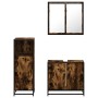 Set de muebles baño 3 pzas madera contrachapada roble ahumado de , Muebles de baño - Ref: Foro24-3300947, Precio: 200,19 €, D...
