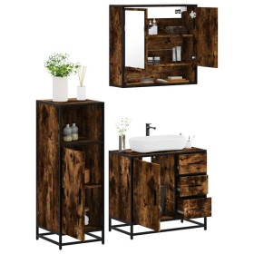 Set de muebles baño 3 pzas madera contrachapada roble ahumado de , Muebles de baño - Ref: Foro24-3300987, Precio: 240,72 €, D...