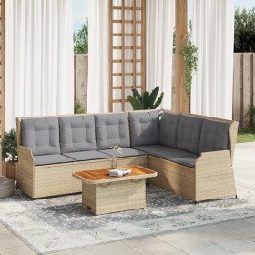 Set muebles de jardín 5 pzas con cojines ratán sintético beige en Conjuntos de jardín | Comprar online en Foru.es